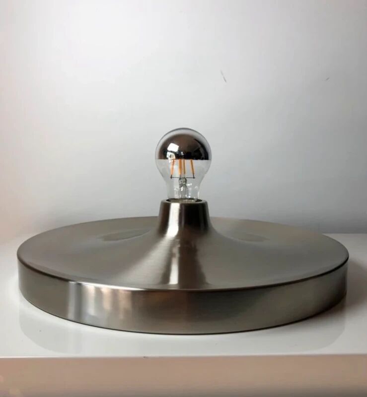 Modernist disc wall light in the style of Charlotte Perriand – UFO space age silver – Diameter 35cm