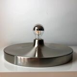 Modernist disc wall light in the style of Charlotte Perriand – UFO space age silver – Diameter 35cm