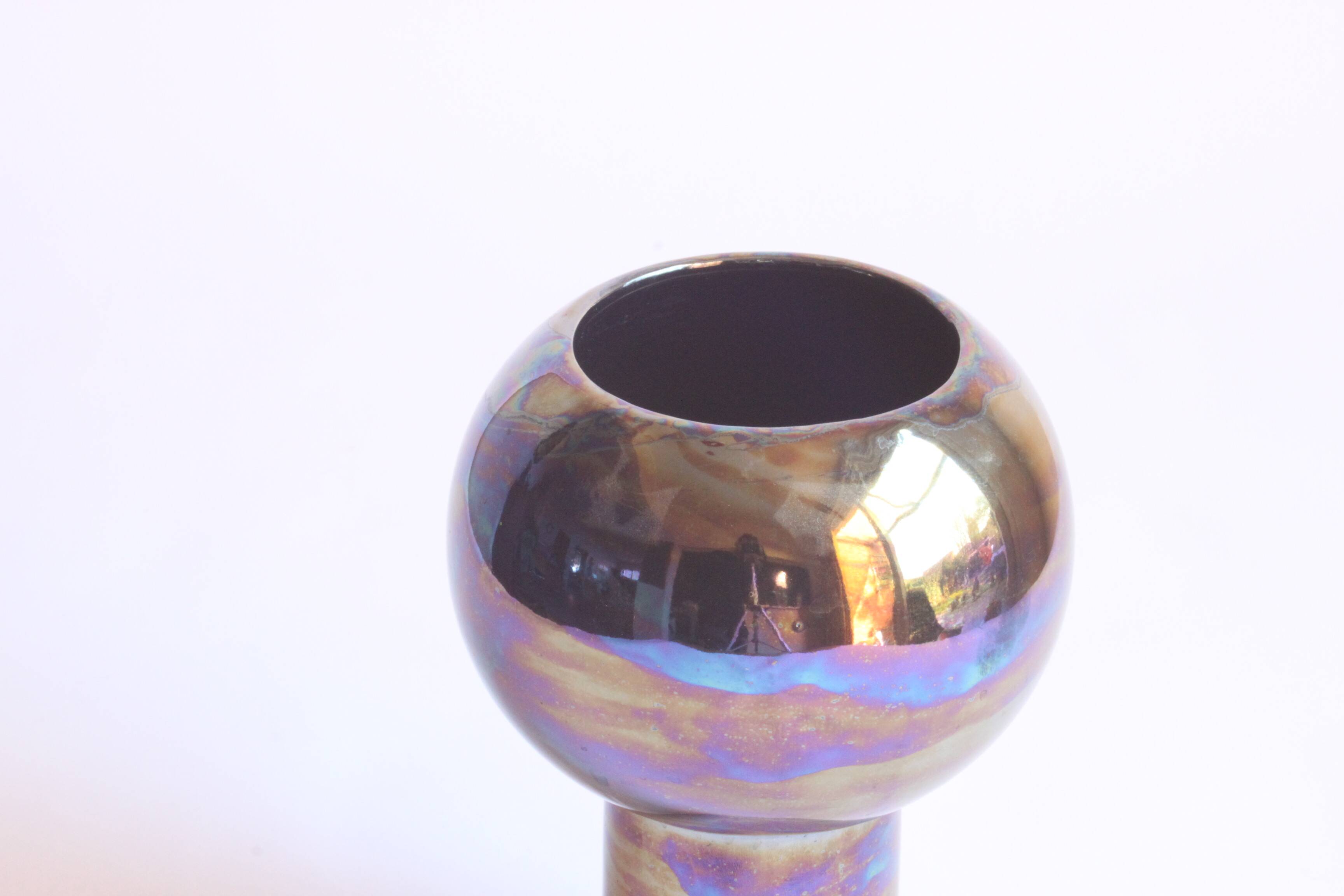 Metallic glaze ceramic vase, 1980s