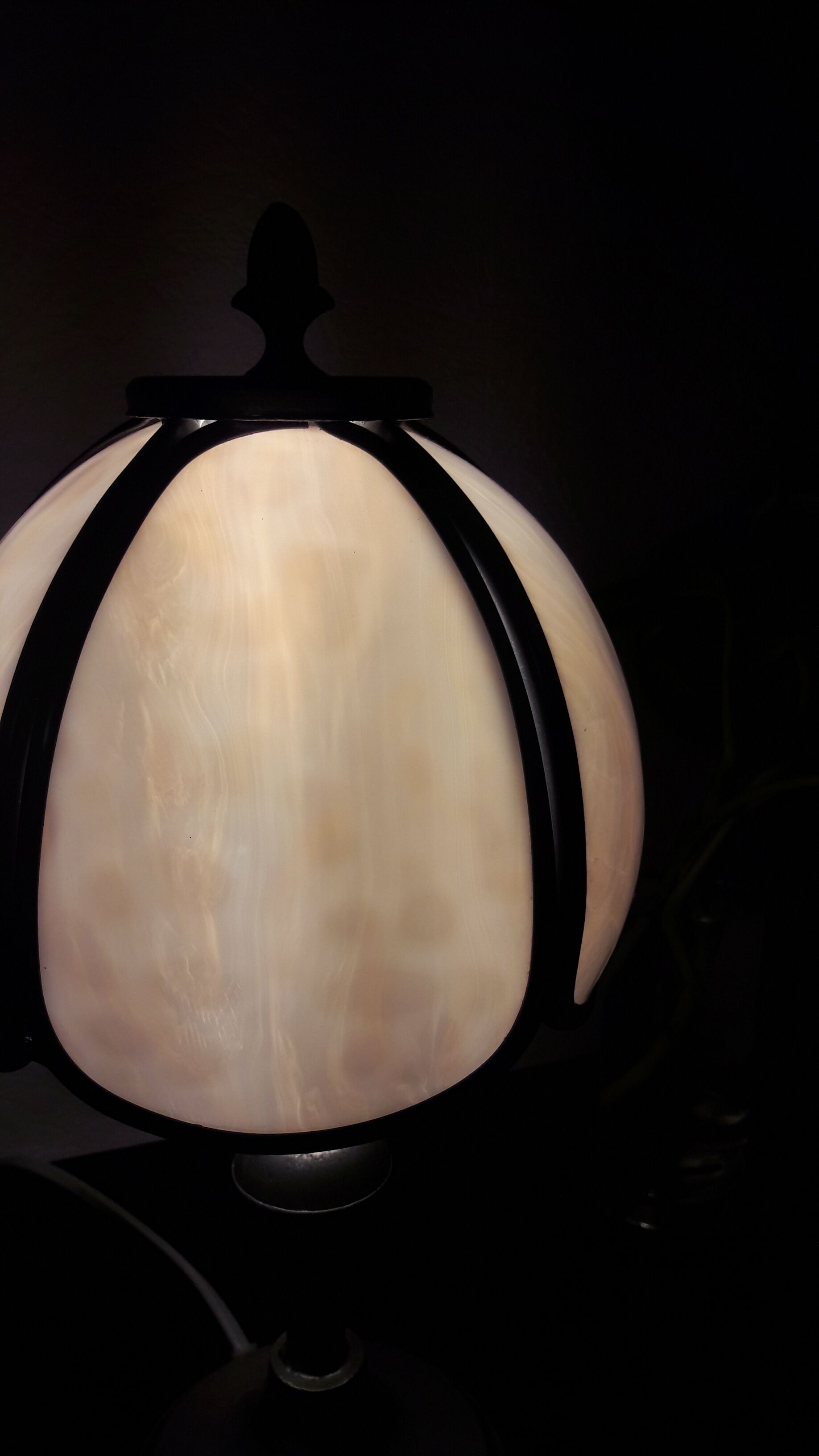 Tin lamp, stained glass, mushroom