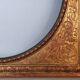 Old Florentine frame round view rebate 38 cm chiseled wood gilded stucco + glass SB656
