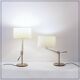 Pair of brushed steel table lamps with adjustable tilt - United Kingdom
