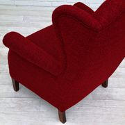50s, Danish design, refurbished chair, furniture wool, mahogany wood