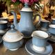 English stoneware tea service denby england 12 pale blue and white castille model