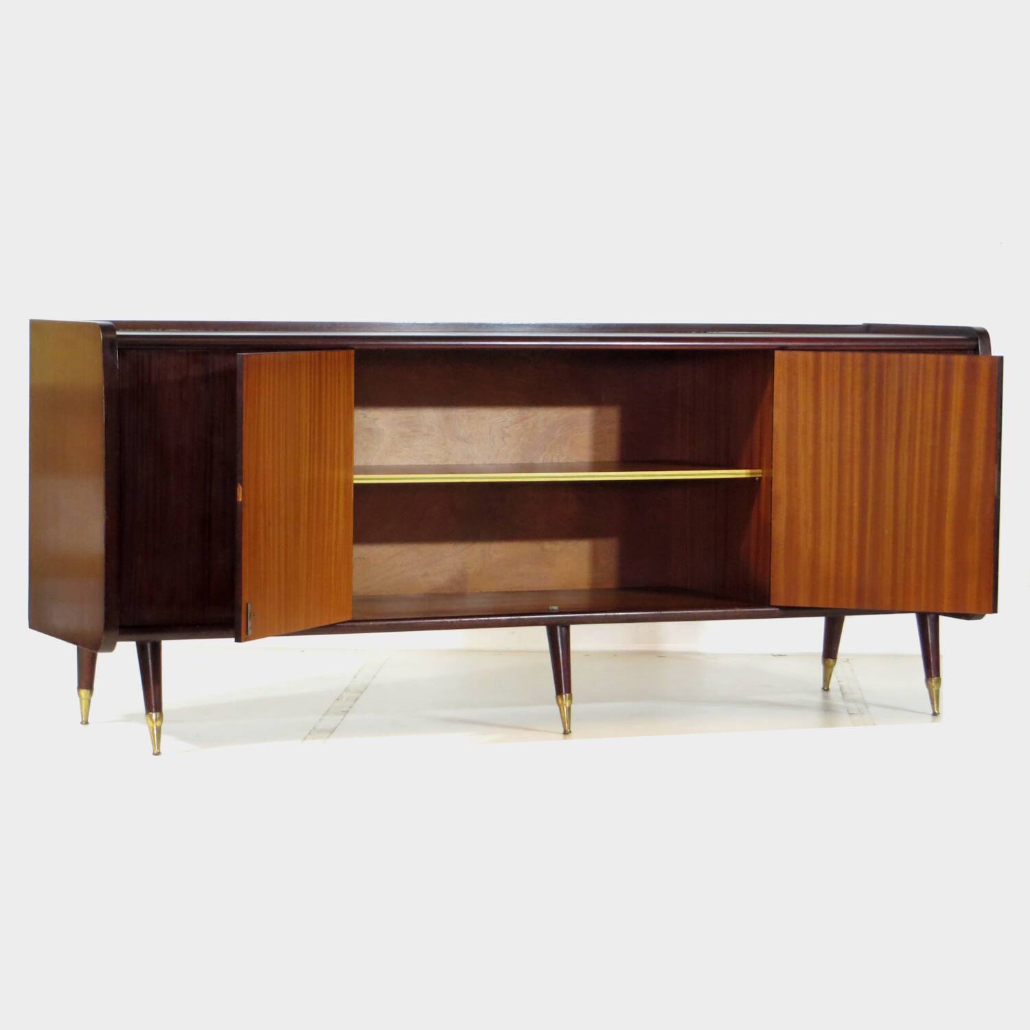 Vintage Art Deco sideboard with stylish legs and brass elements, 1930s