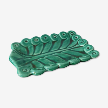Vintage aperitif cup rectangle green stylized leaf.