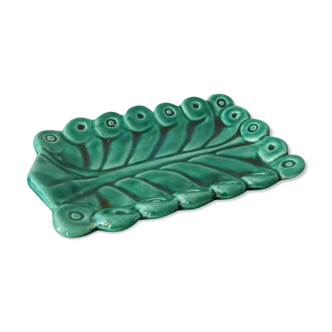 Vintage aperitif cup rectangle green stylized leaf.