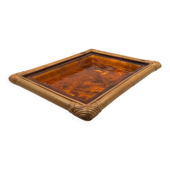 Hollywood regency bamboo tray, Italy 1970s