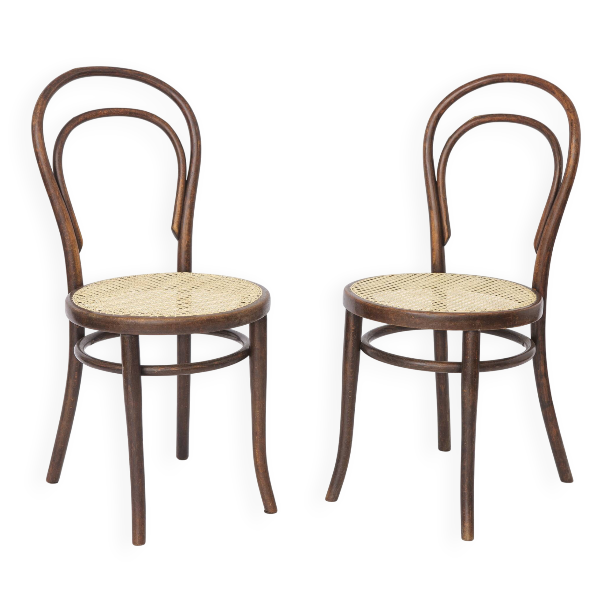 Set of 2 Antique Thonet Bentwood Chairs, Vienna Cafe Chairs, Early 1900s