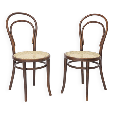 Ensemble de 2 chaises anciennes Thonet en bois courbé, chaises de café de Vienne, début des années 1900.
