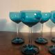 Set of 8 vintage 1960s glasses – elegant blue-green-turquoise design