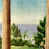 Landscape in gouache framed
