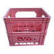 Evian bottle holder in pink plastic