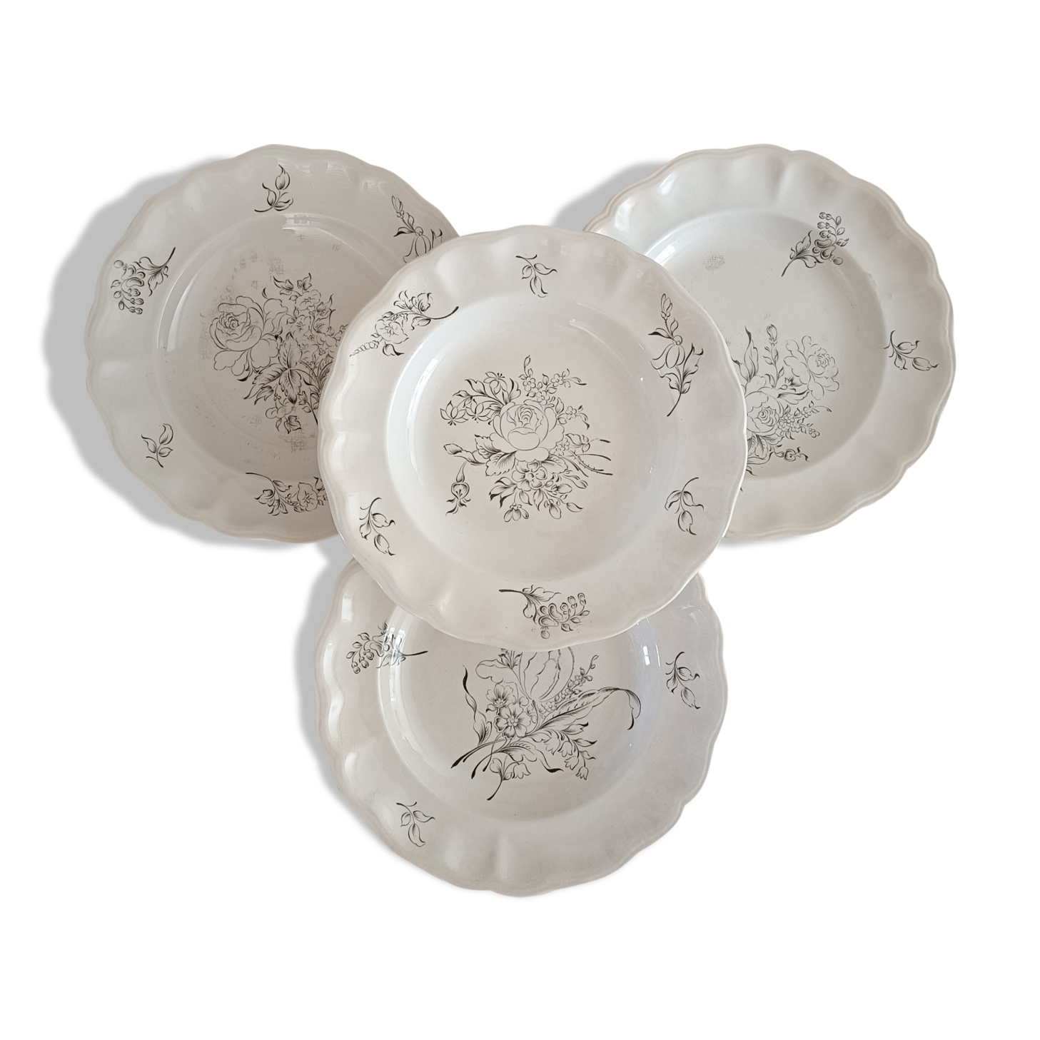 4 plates in Lunéville earthenware