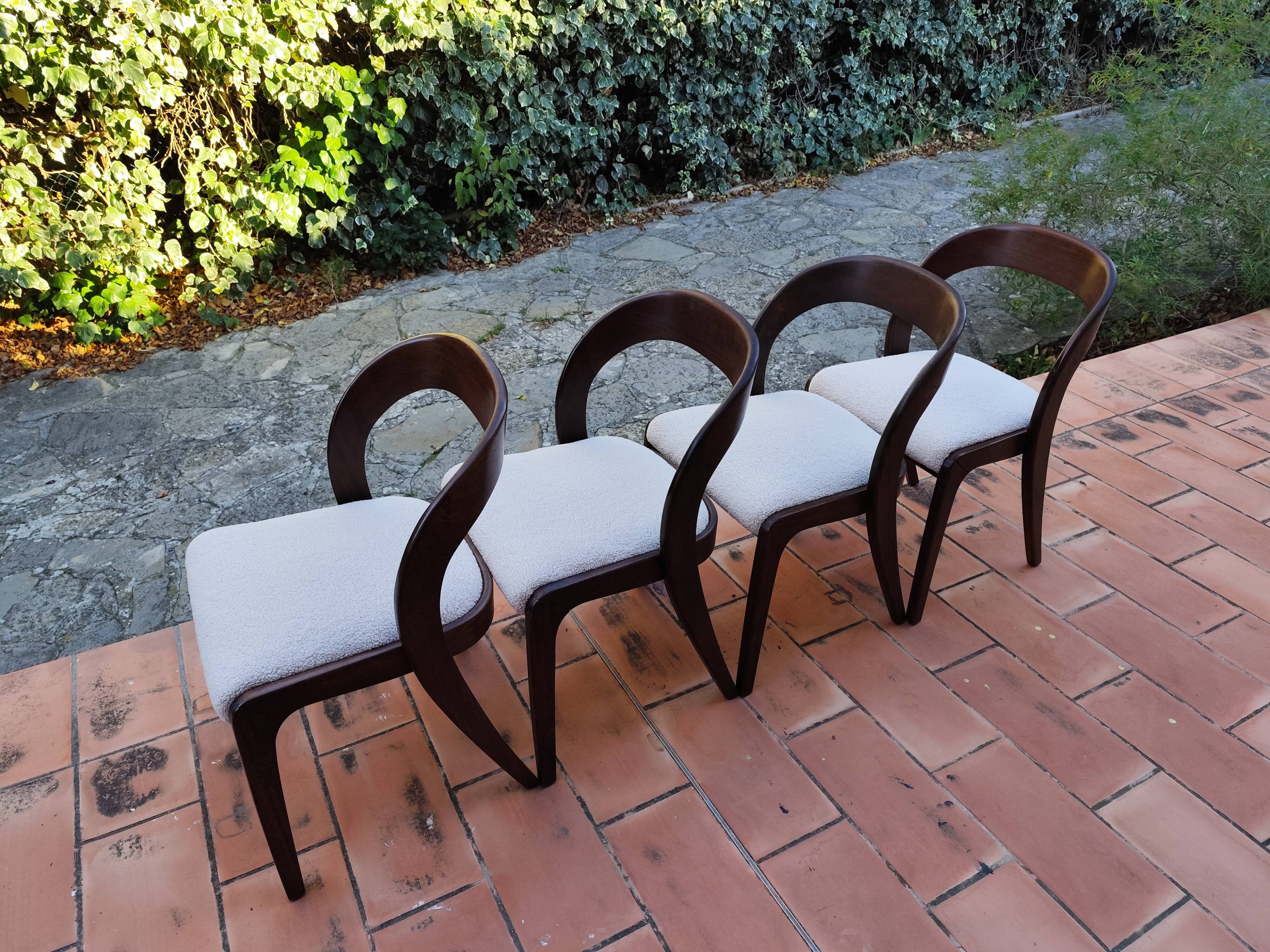 BAUMANN Suite de 4 chaises Gondole vintage 1970