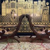 Paire de fauteuils Chesterfield anglais en cuir