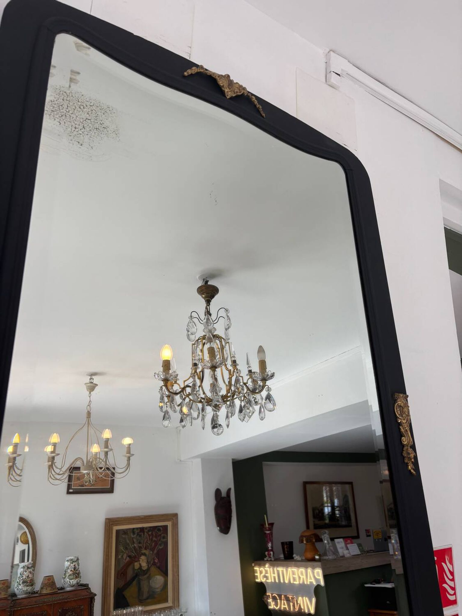 Large matte black mirror
