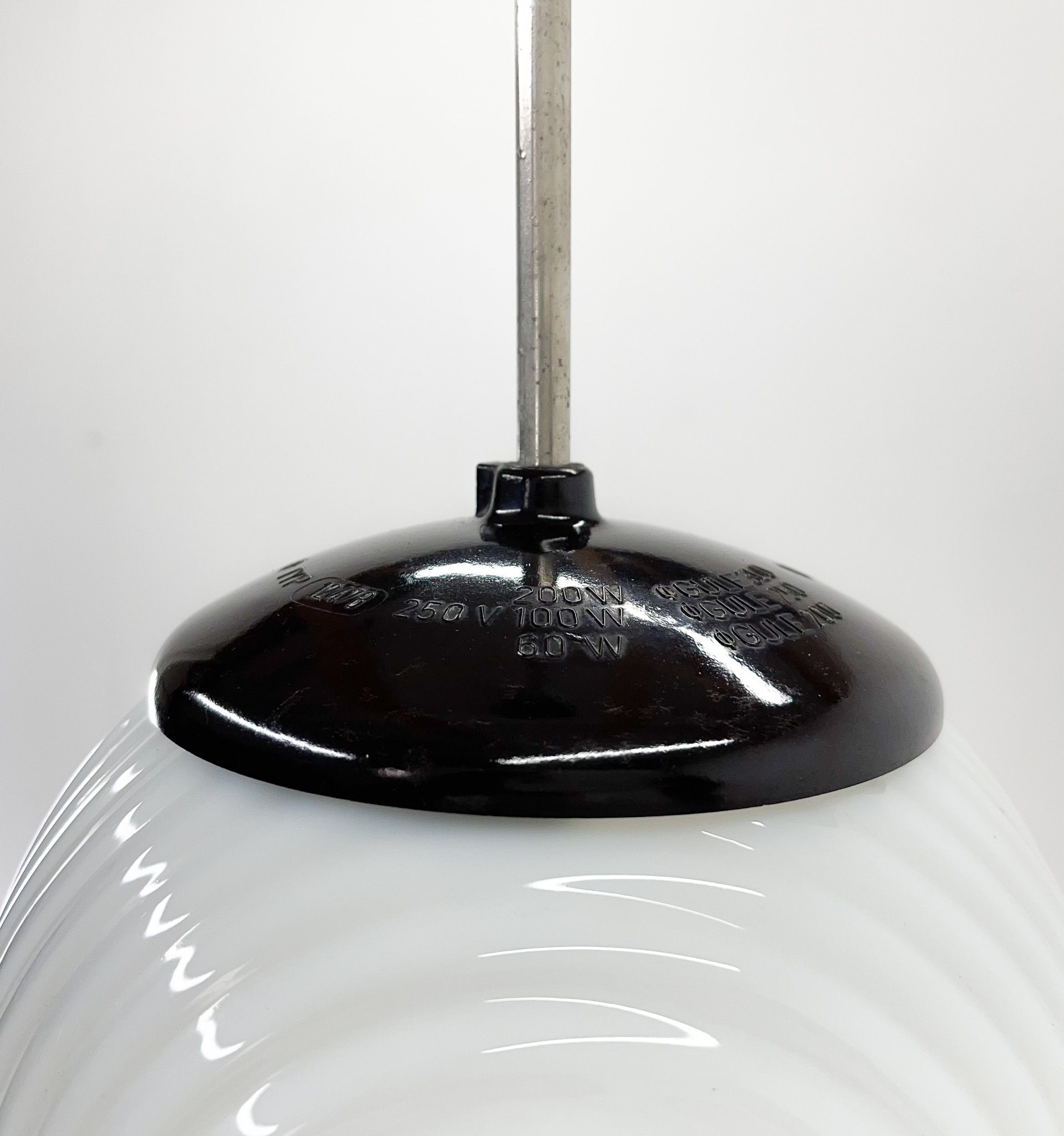 Mid Century Milk Glass & Bakelite Pendant, 1950's