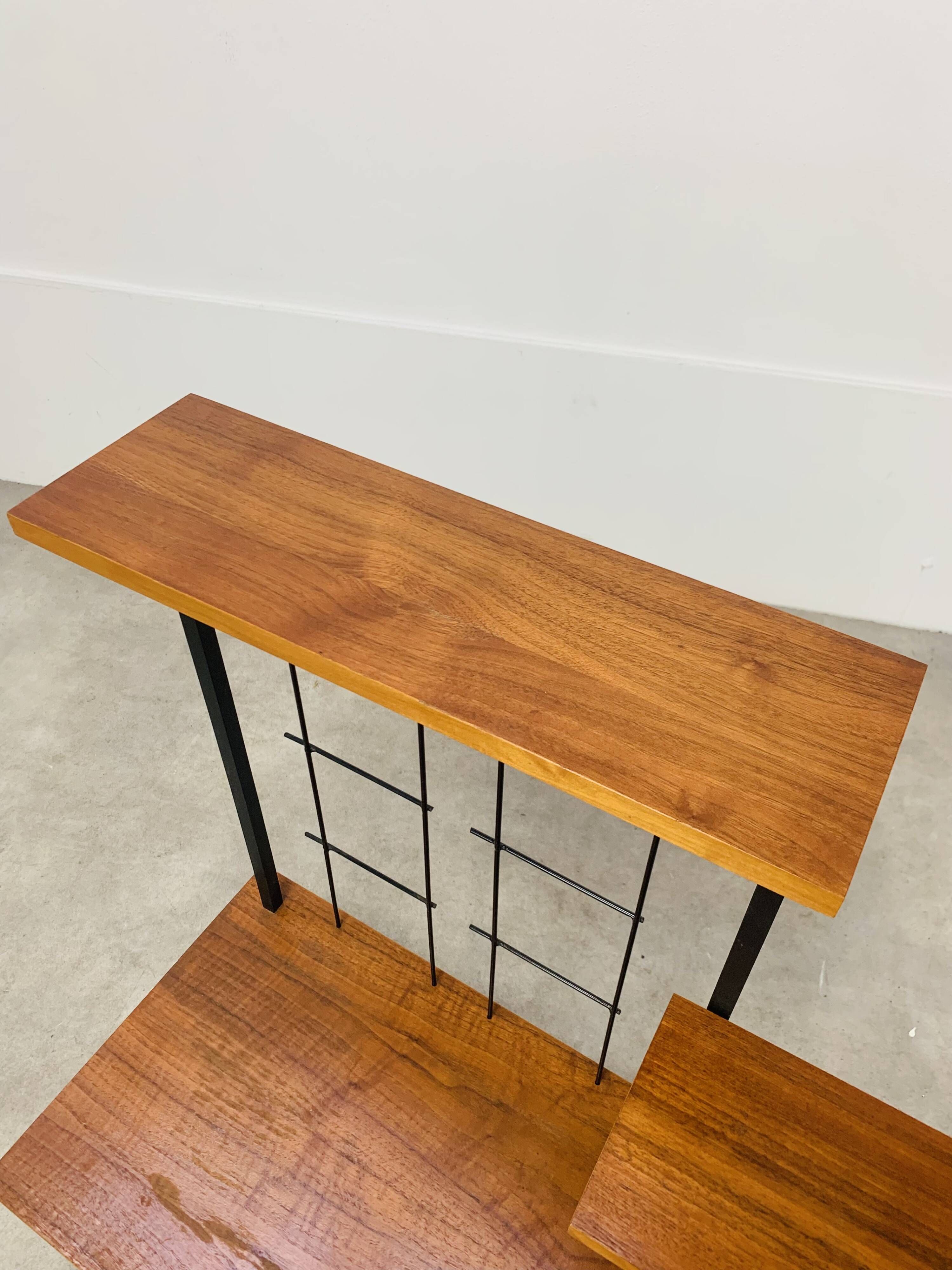 50s asymmetrical plant shelf, teak