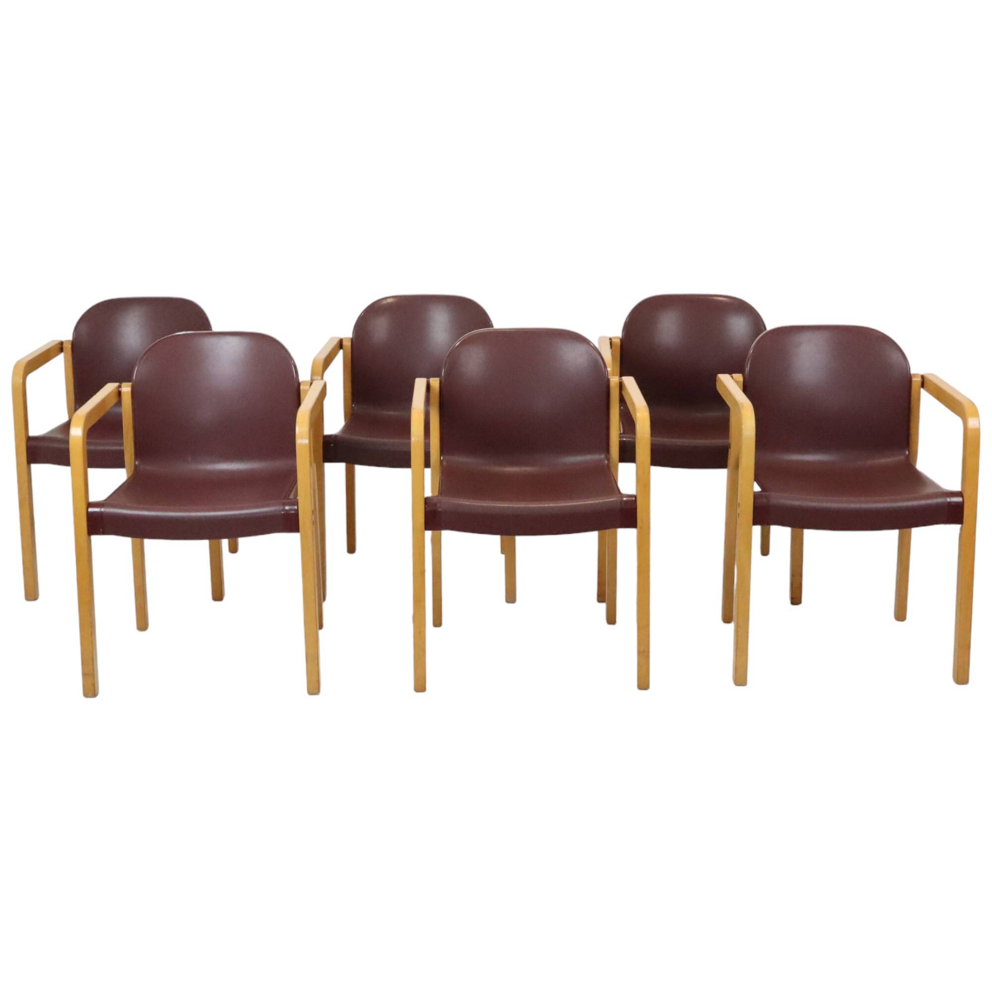 Lot de 6 chaises design vintage Dolmas Kembo JB Meijer années 1980