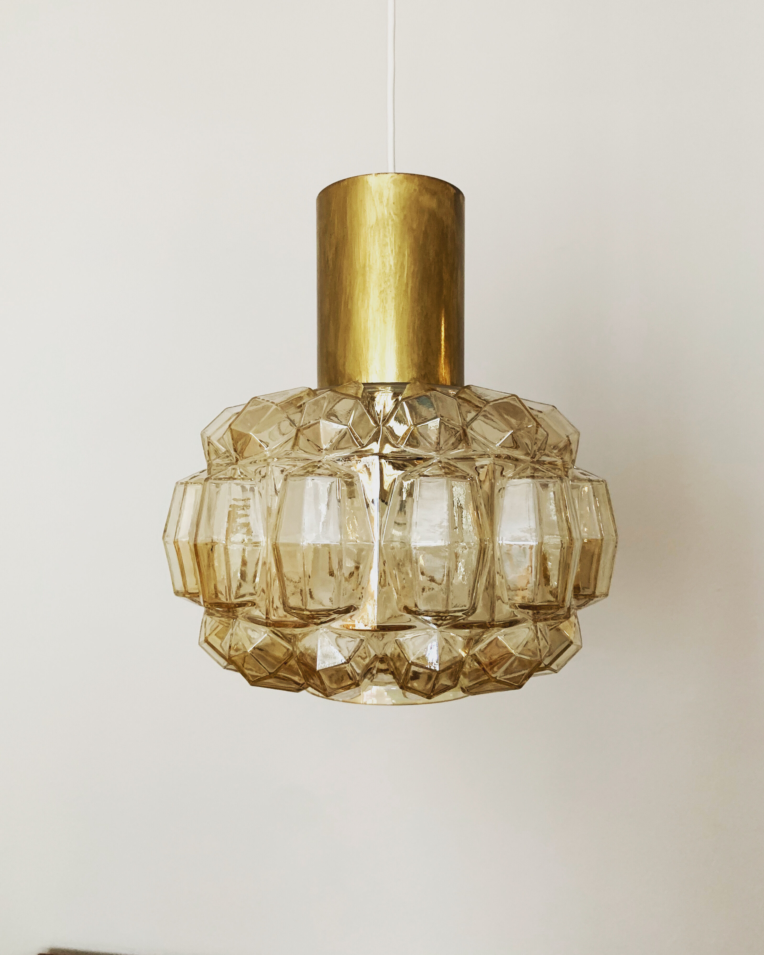 Glass pendant lamp by Glashütte Limburg