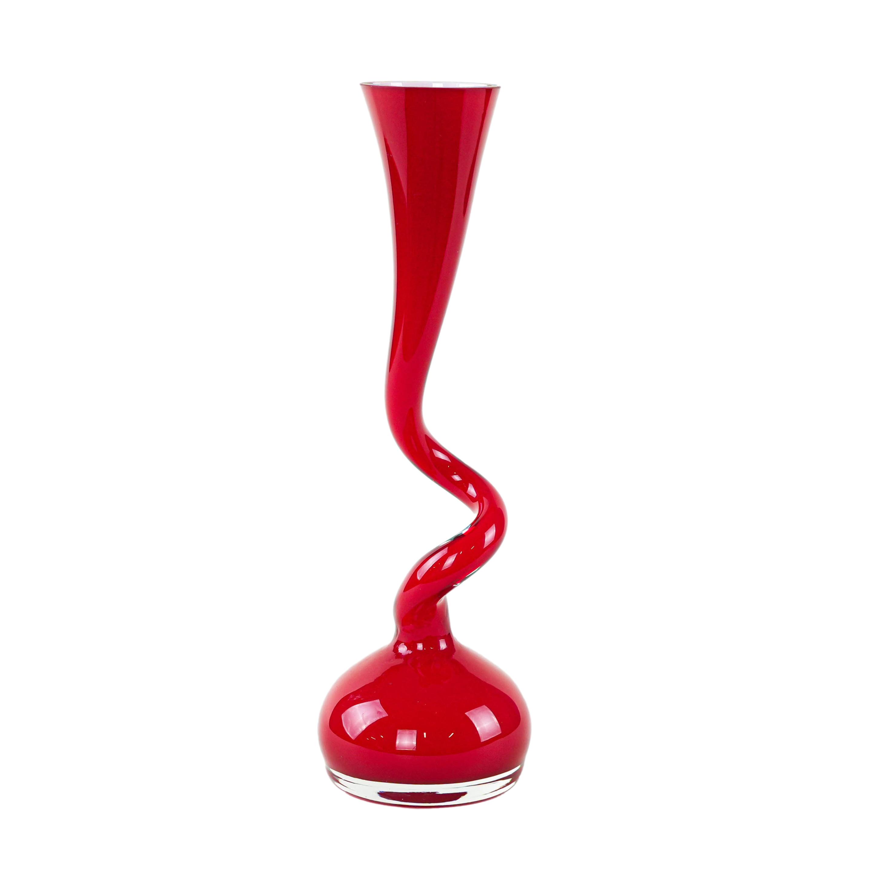 Red vase, Swing Vase, Danish design, manufactured by Normann Copenhagen
