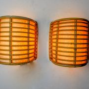Pair of rattan sconces France 1960