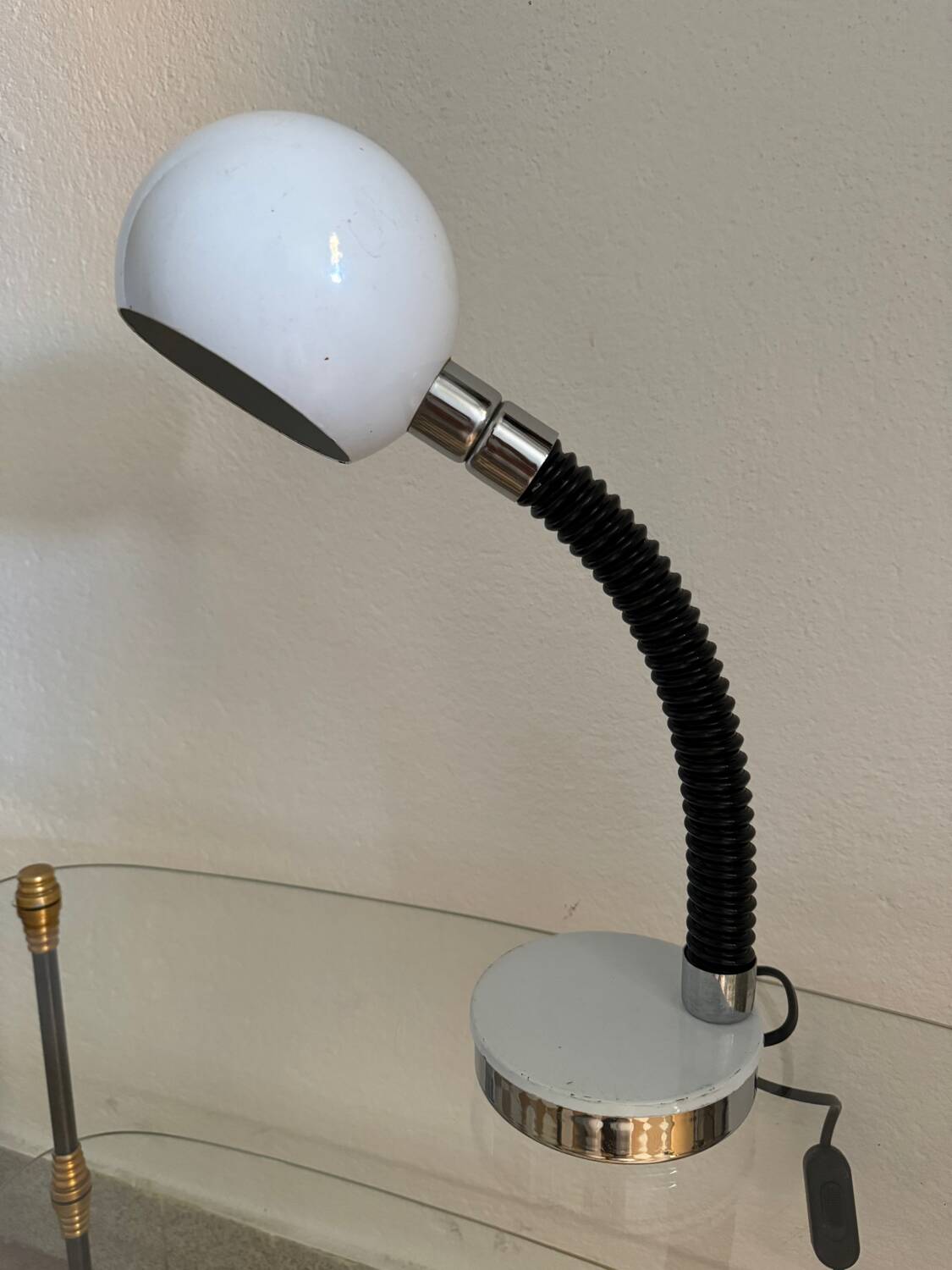 Lampe de bureau Eyeball blanche années 70