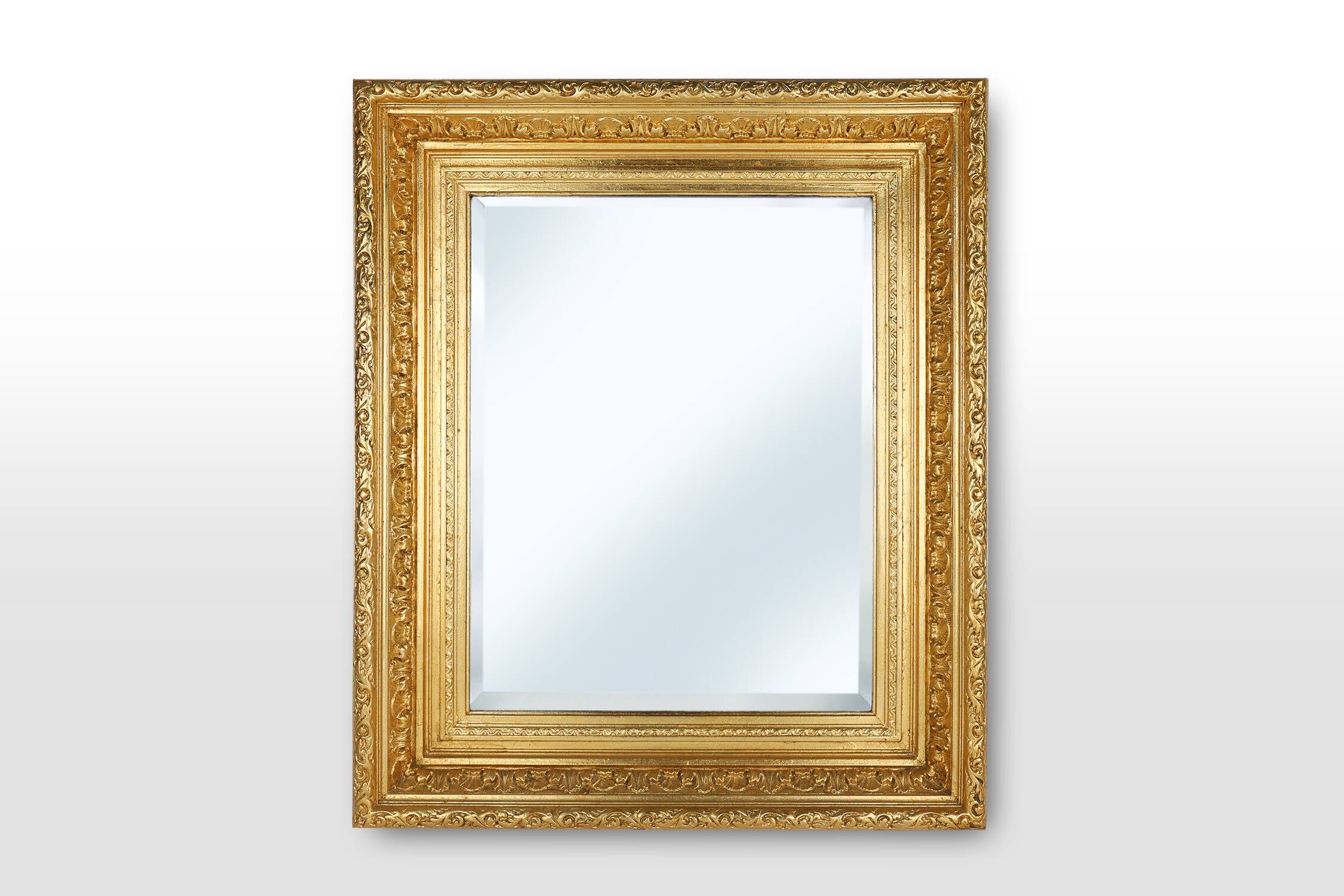 Baroque gilt facet cut wall mirror in wood, France 1850