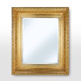 Miroir mural baroque en bois doré à facettes, France 1850