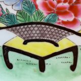 Yellow porcelain plate with saturated and vivid colors. Handmade in Japan