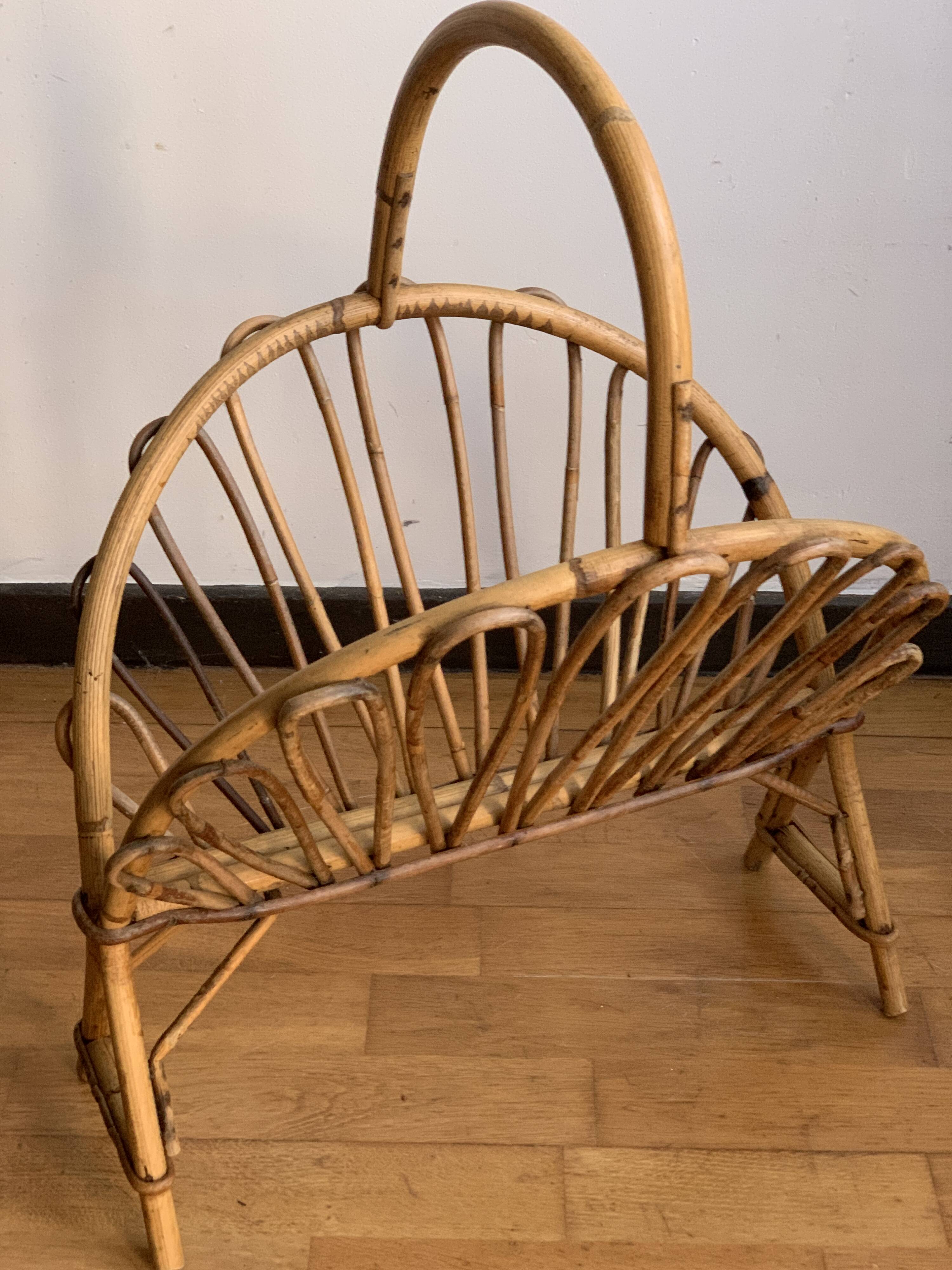 Rattan magazine holder
