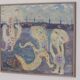 Original Swedish Oil on Canvas – “Figures” by JZON – Vintage, Framed