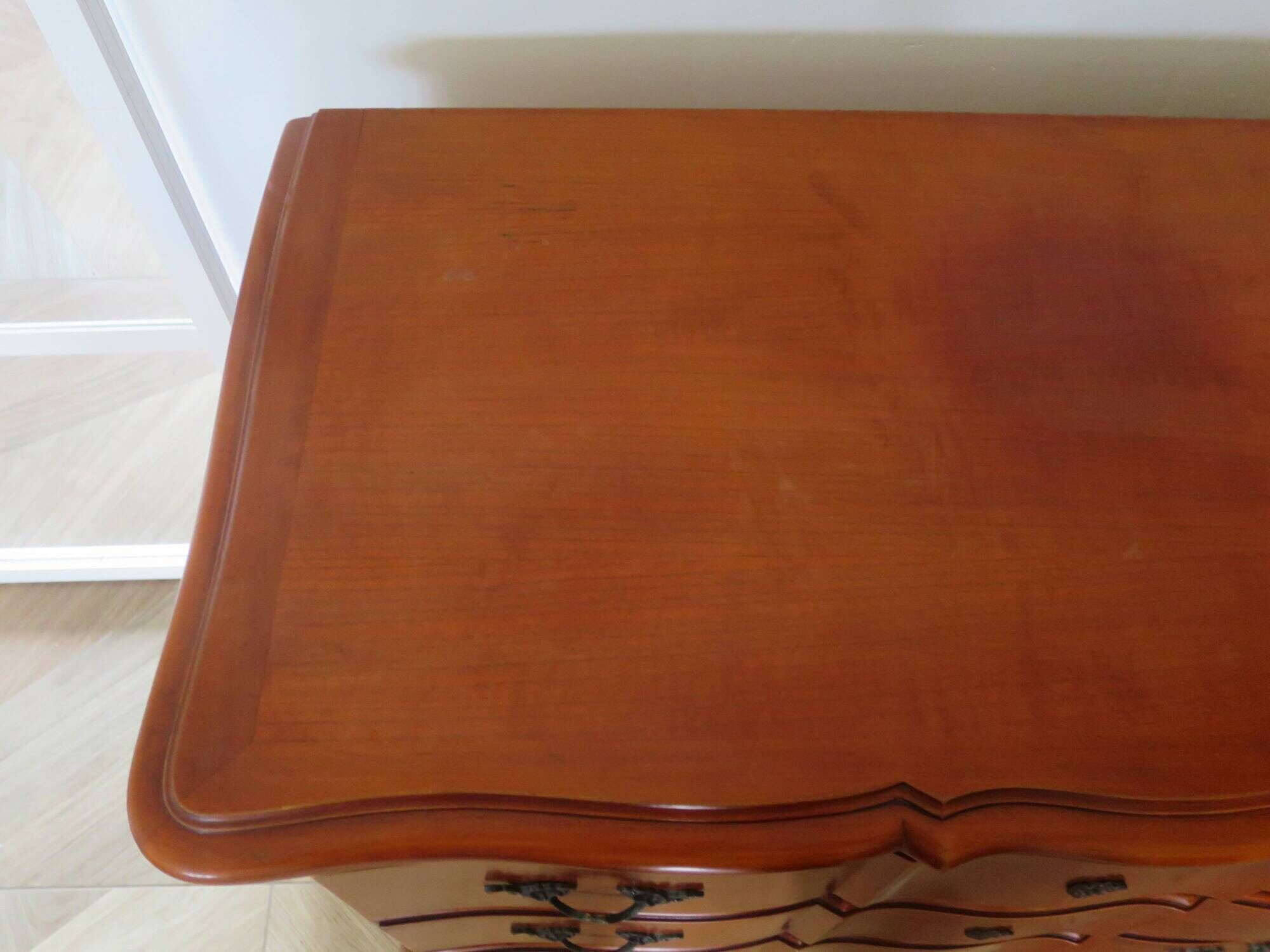 3-drawer chest of drawers in Louis XV style cherry wood, 1980s