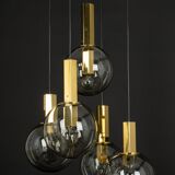 Grand cascading chandelier design with smoked glass by Cosack, Germany, 1970s.