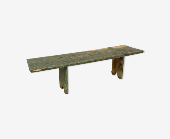 Banc de ferme en bois peint en vert
