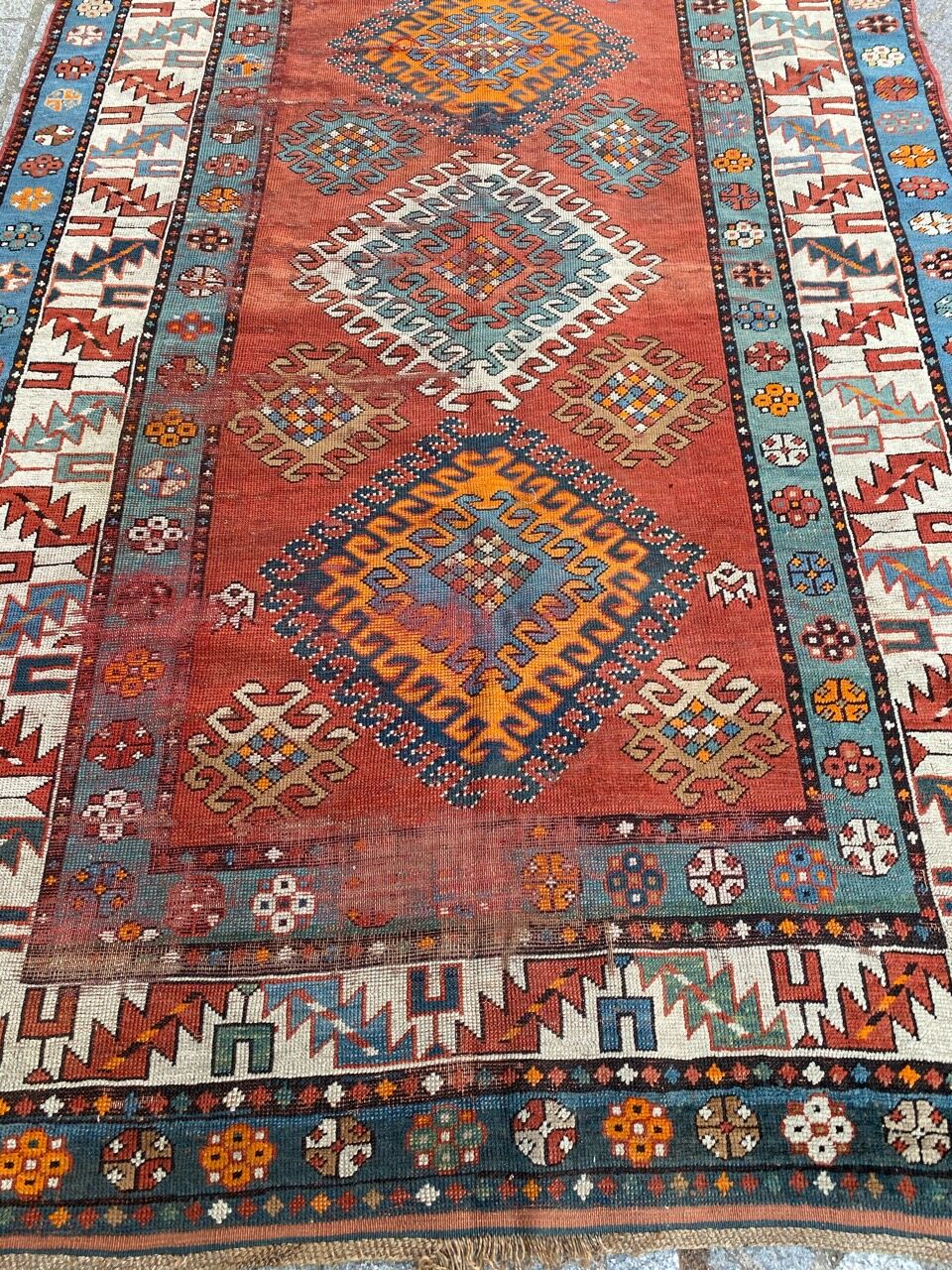 Kazak ancient Caucasian carpet 140x300 cm