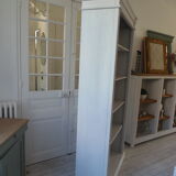 Pearl grey patinated bookcase