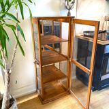 Vintage art deco wooden display case with mirrored back