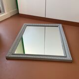 Antique mirror with gray wooden frame