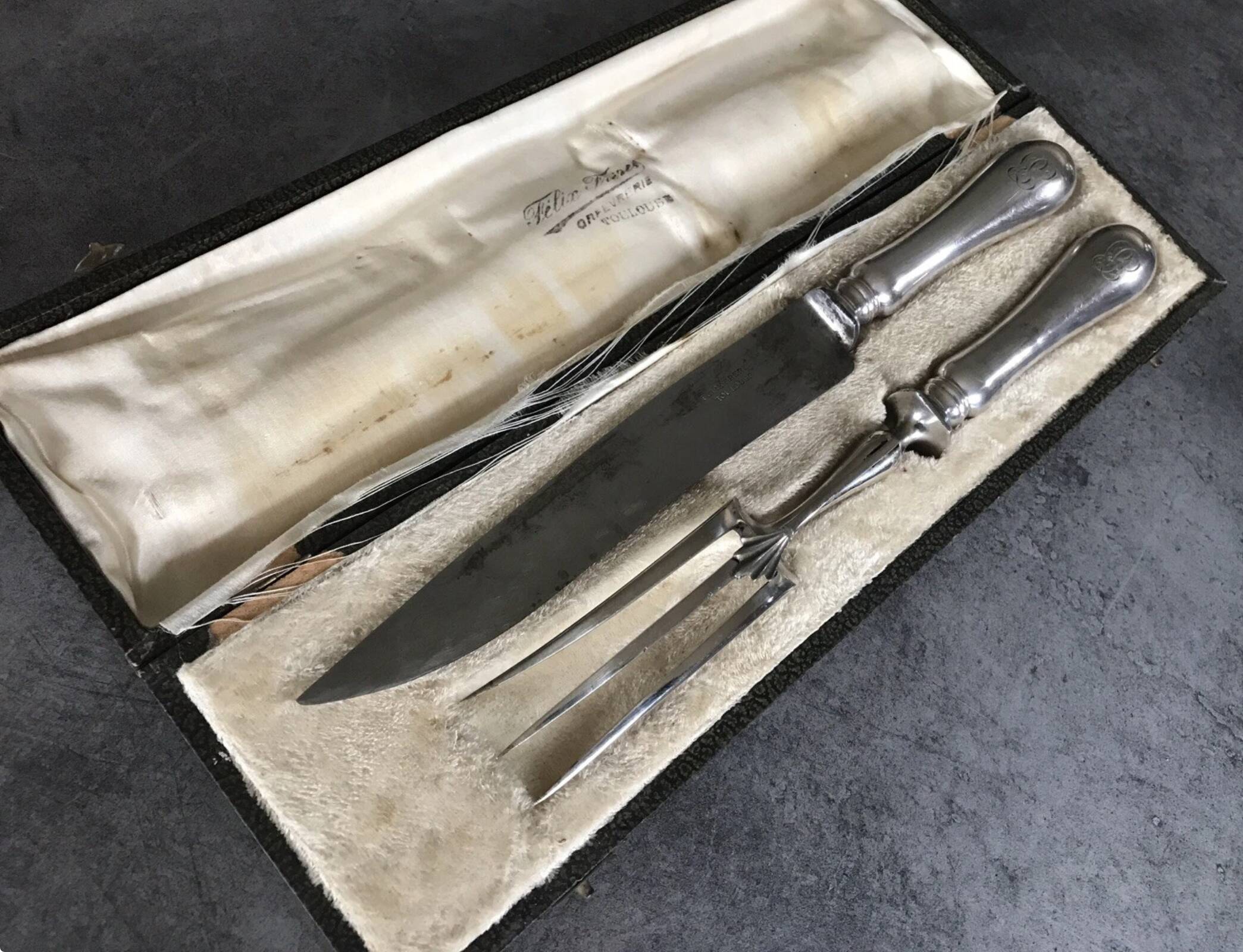 Carving cutlery set for leg of lamb, félix frères silverware