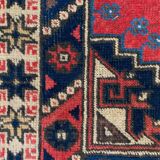 Turkish runner 475x97 cm tribal rug, red, beige, blue, vintage