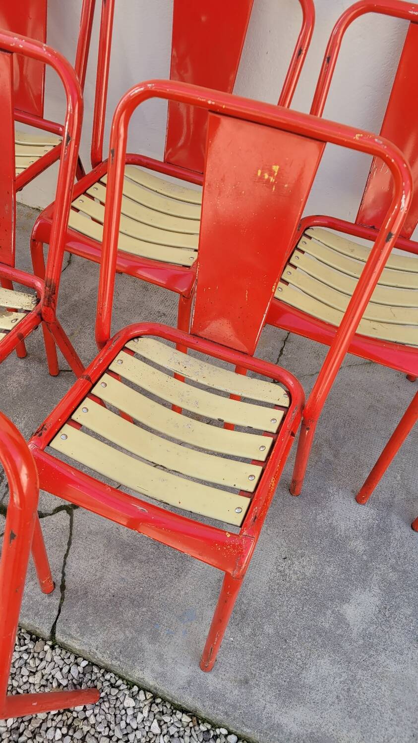 Set of 12 Tolix bistro chairs by Xavier Pauchard model T4 - 1950s