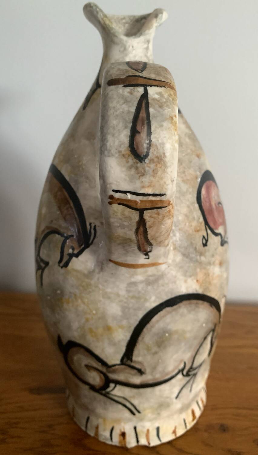 Antique stoneware pitcher – animal rock decoration – around 1900 – Puis style