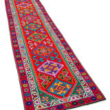 Handmade Decorative Oriental Red Runner Carpet 82 cm x 370 cm