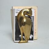 Feline brass bookends