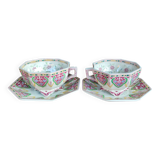 Face to face cups + saucers Sarreguemines Peking model