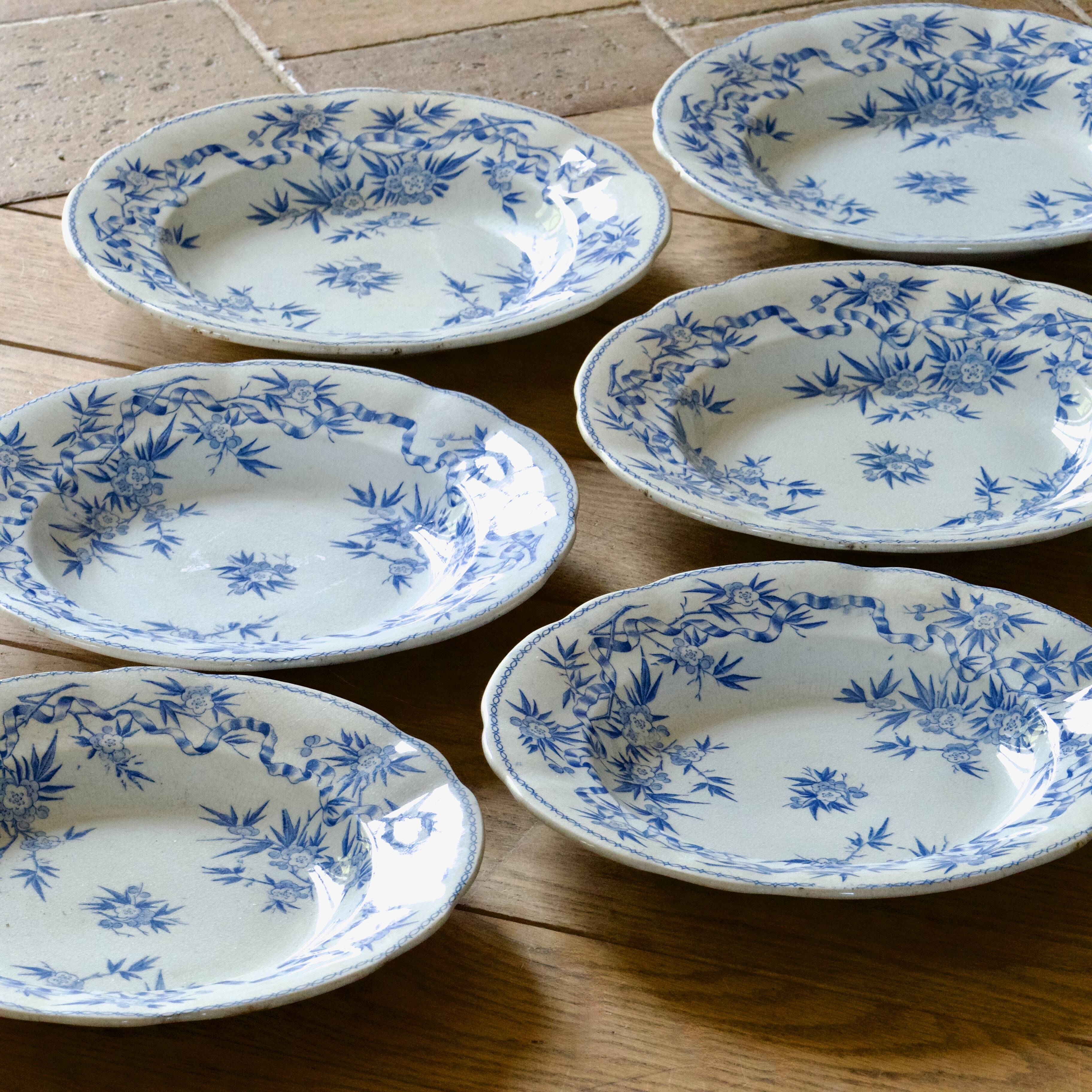 19th century Sarreguemines "Epine" ironstone plates - 6AC