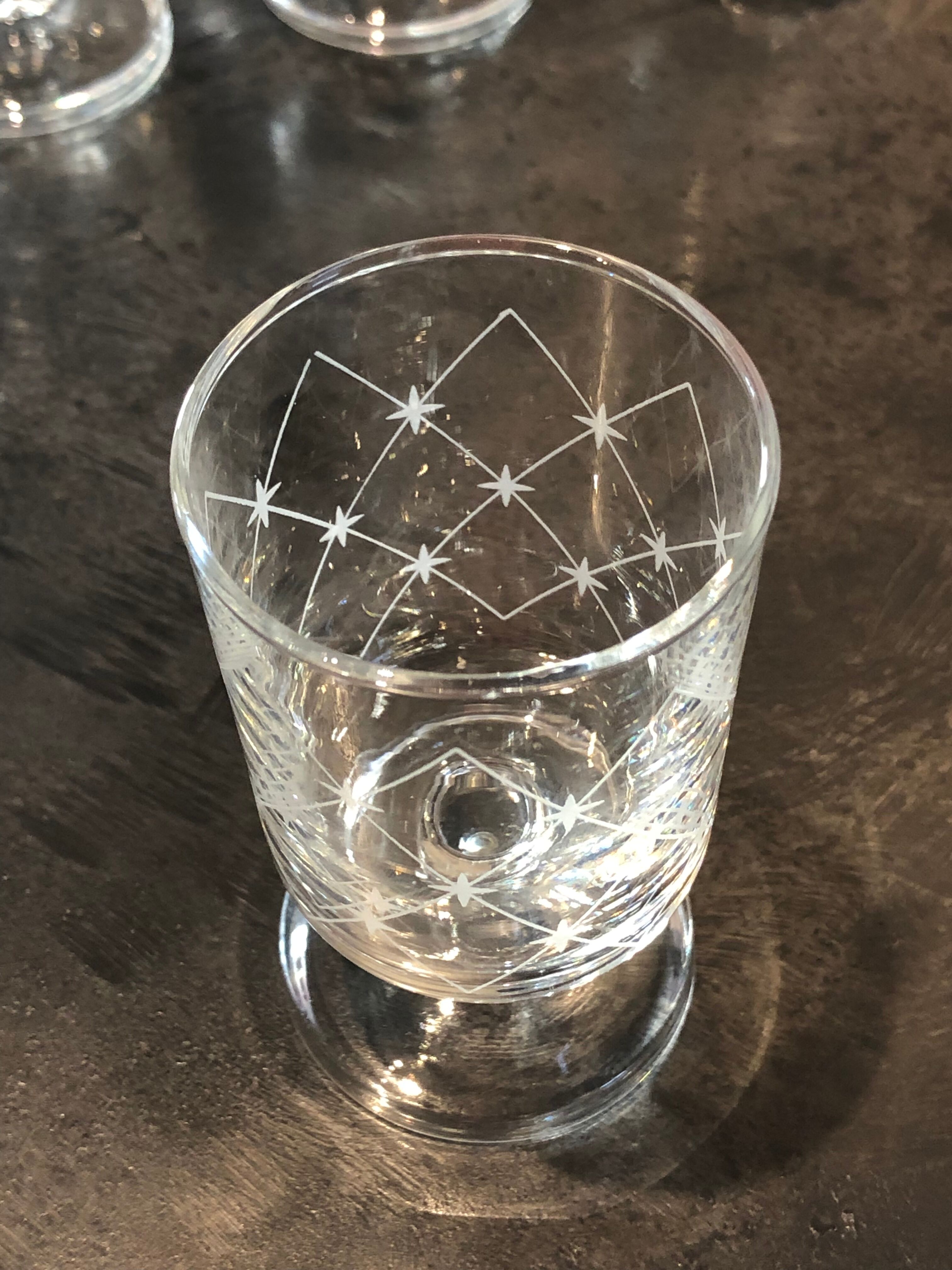 Lot 10 glasses decorated Luminarc model Sweden or Cavalier