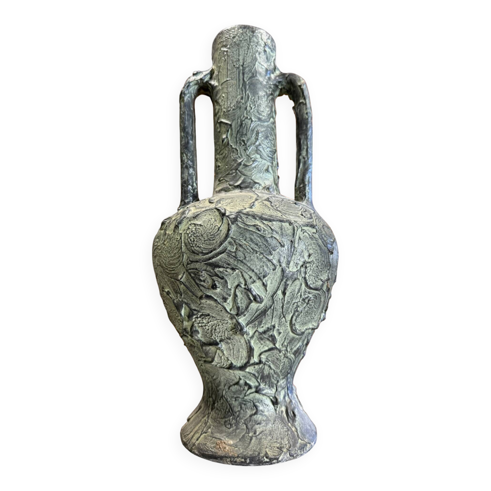 Important patinated terracotta vase
